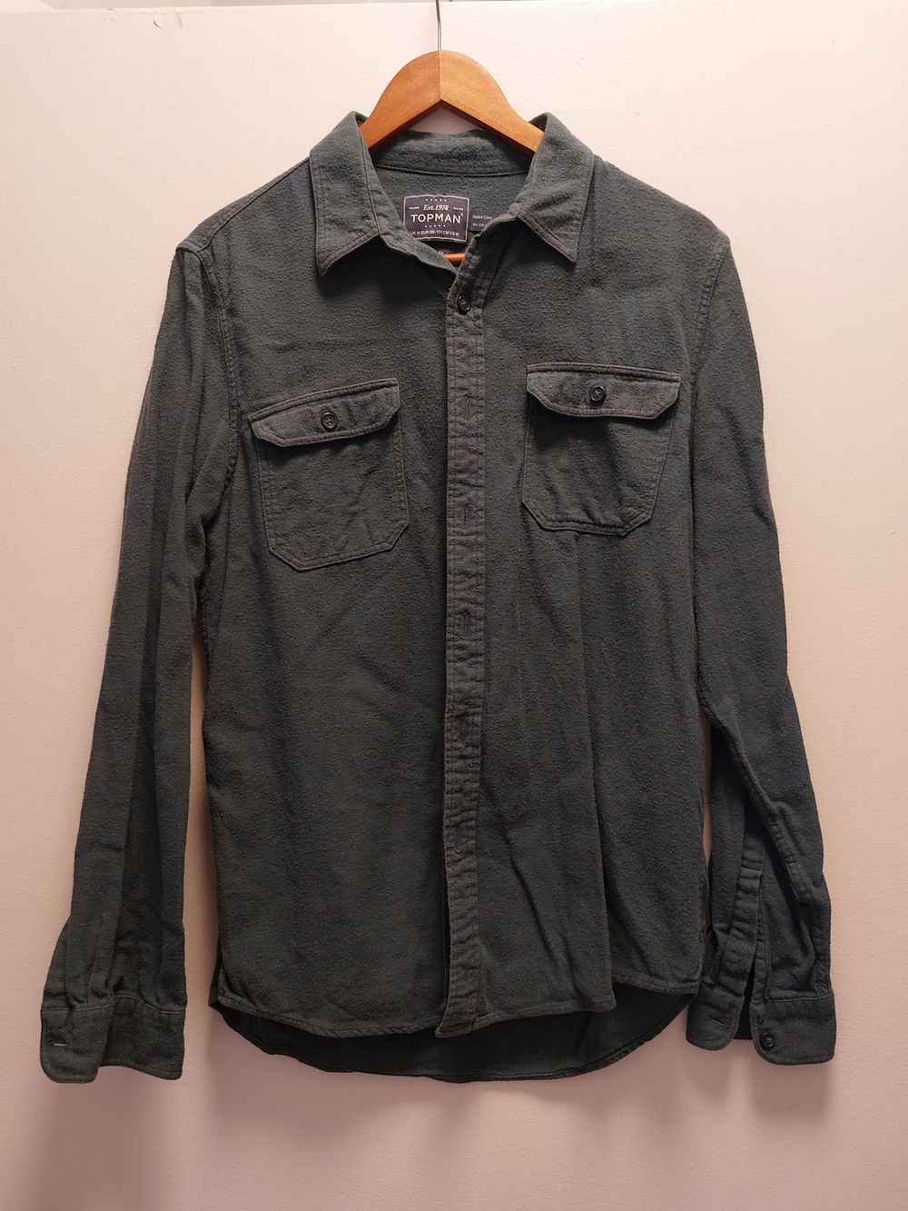 Topman Dark Green Button-Up Shirt